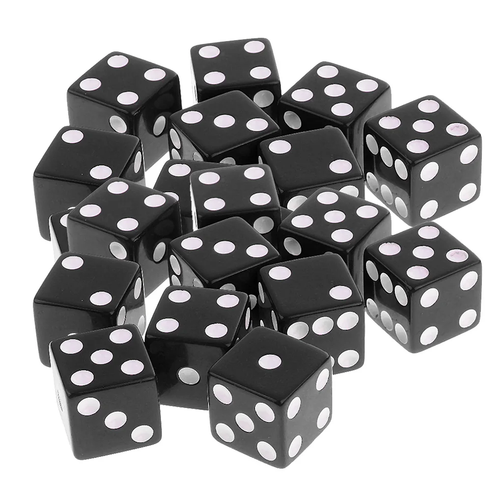 20x Six Sided D6 Digital Dice Party Gaming Dice for D&D RPG MTG Board Table Games Toy Black