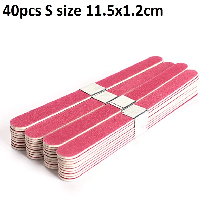 40pcs red S 10/40 шт. ногтей Маникюр буфера шлифовальный Пилочки для ногтей дерева серповидные наждачные Грит Маникюрный Инструмент для украшения ногтей для нейл-арта - Цвет: 40pcs red S