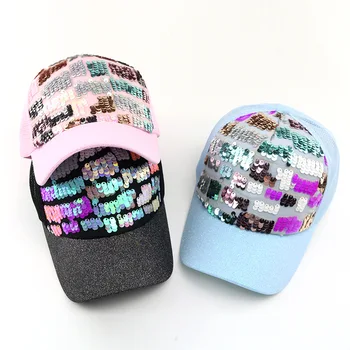 

Baby boy and girl hats 2020 new color sequin Breathable mesh cap summer new shade baseball cap for children sun hat kid snapback