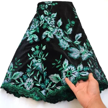 

Hot african lace fabric 2020 high quality velvet African French Net Lace Fabric With Stones Nigerian French Lace For Dresses