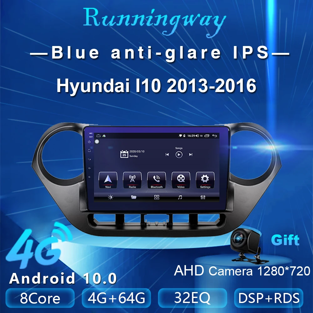 Runningway Android10.0 5G автомобильный DVD для Hyundai I10 2013 2016 4G + 64G Автомобильный Радио