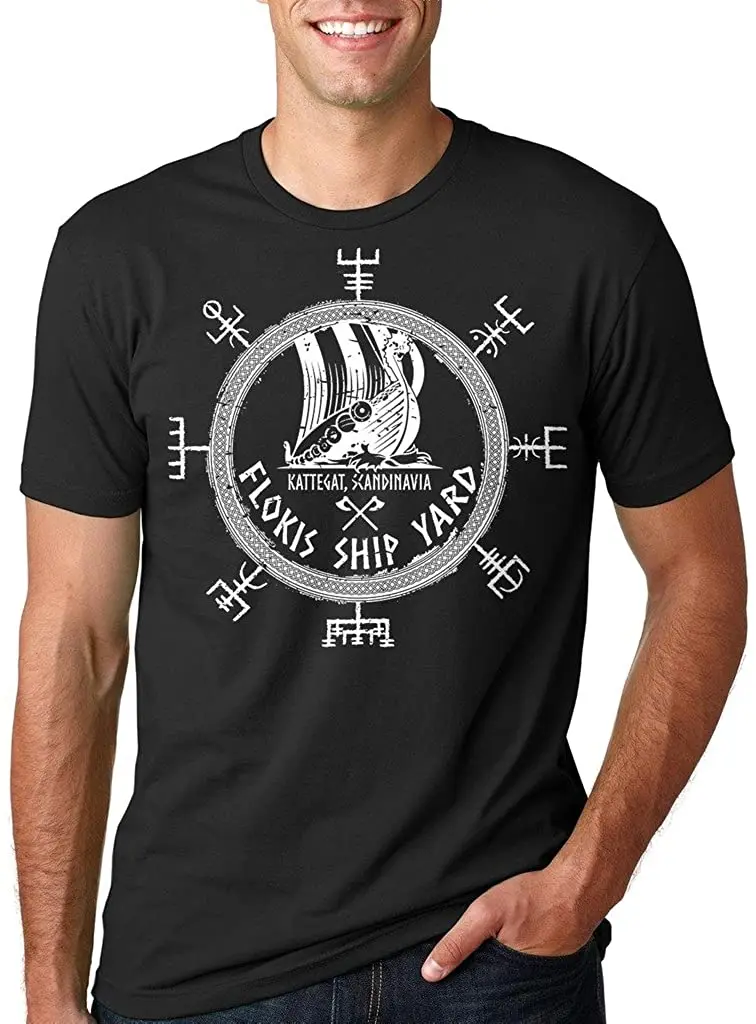 

Floki's Shipyard Funny Vikings Valhalla Rune T-Shirt. Summer Cotton Short Sleeve O-Neck Men's T Shirt New Gift S-3XL