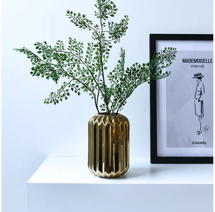 Light luxury Nordic gold plating geometric ceramic vase creative simple home living room bedroom shop art decoration ornaments