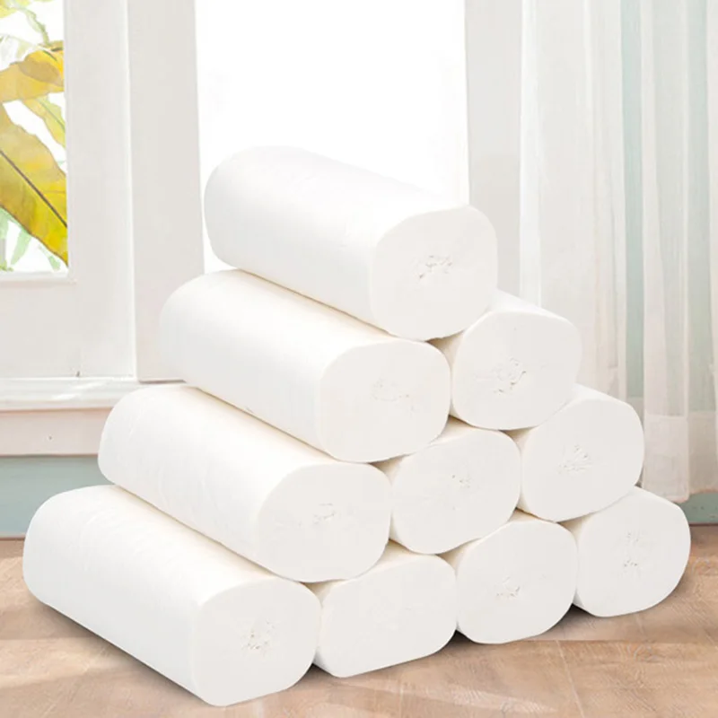 

New 12 Roll Soft 4-Ply Toilet Paper Roll Bath Bathroom Tissue Coreless White Paper Towels FKU66