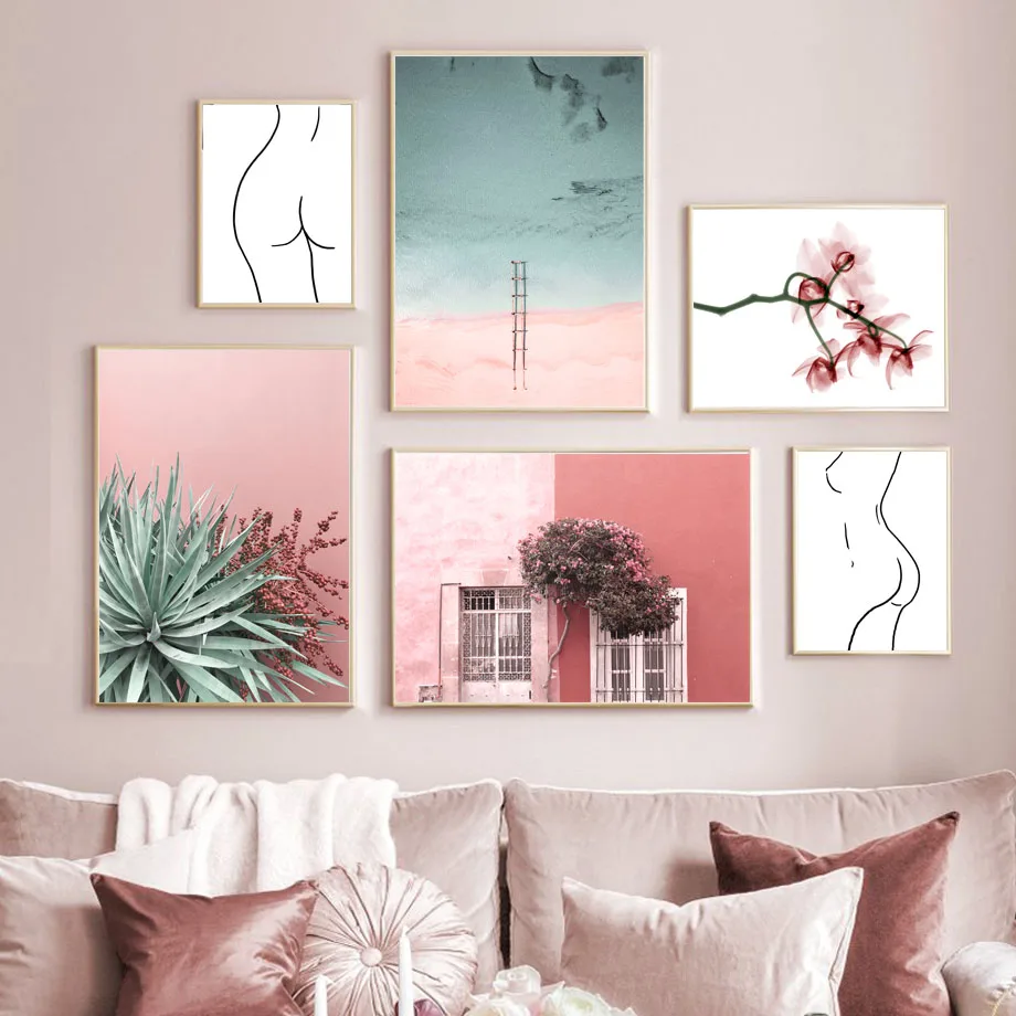 Landscape-Beach-Agave-Flower-House-Tree-Nordic-Posters-And-Prints-Wall-Art-Canvas-Painting-Wall-Pictures (2)