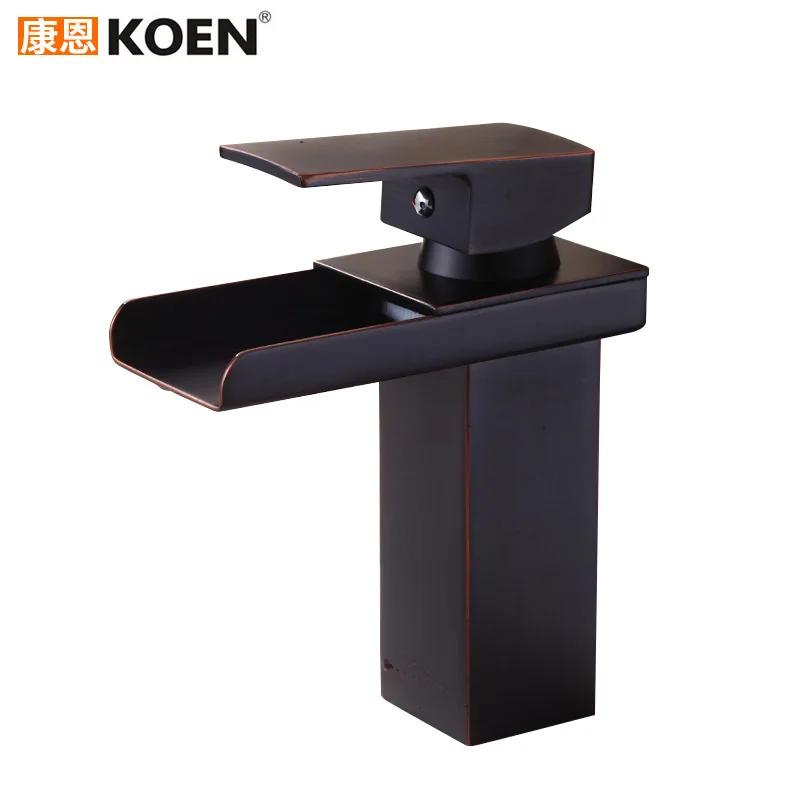 

Black Hot And Cold Basin Water Tap Square Shower Room Wash Basin Faucet Square Water Tank Faucet