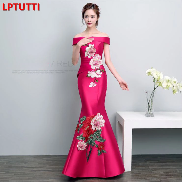 Китайский стиль cheongsam для женщин Элегантный Дата церемония Вечеринка Выпускной платье Формальные торжества события Роскошные Длинные вечерние платья - Цвет: 3