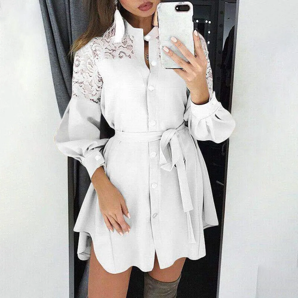Модное женское мини-платье-рубашка однотонные короткие платья на бретельках с