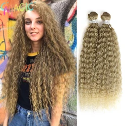 Magic Synthetic Hair Kinky Curly Wave Hair Extensions 2Pcs/Lot 22 inch Heat Resistant Nature Color Weave Hair Synthetic Bundles