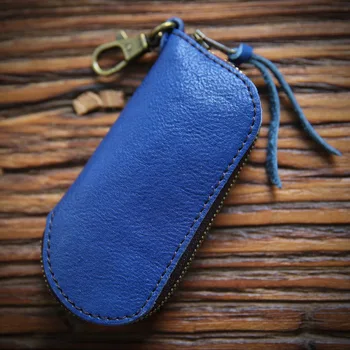 

Handmade Original Genuine Leather Men Quality Key Bag Women Solid Housekeeper for Keys 100% Real Leather Zipper Key Pouch Wallet