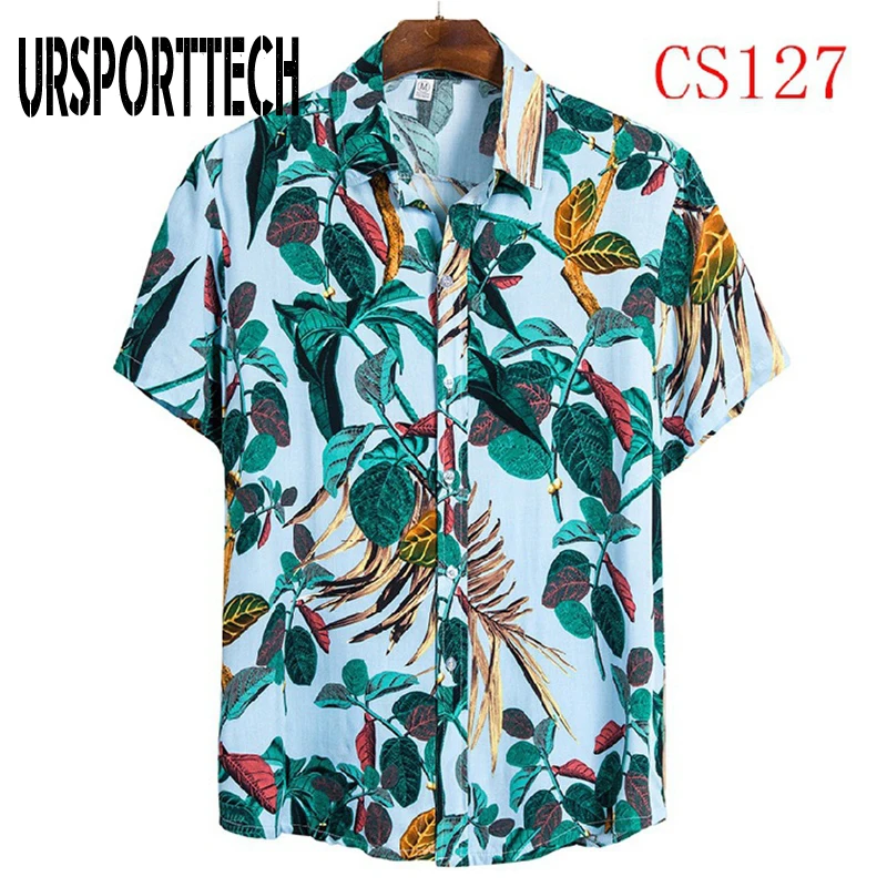 

Summer Shirt Men Floral Print Hawaii Shirt Men Loose Flower Printed Short Sleeve Big Us Size Hawaiian Shirt Beach Shirts for Men