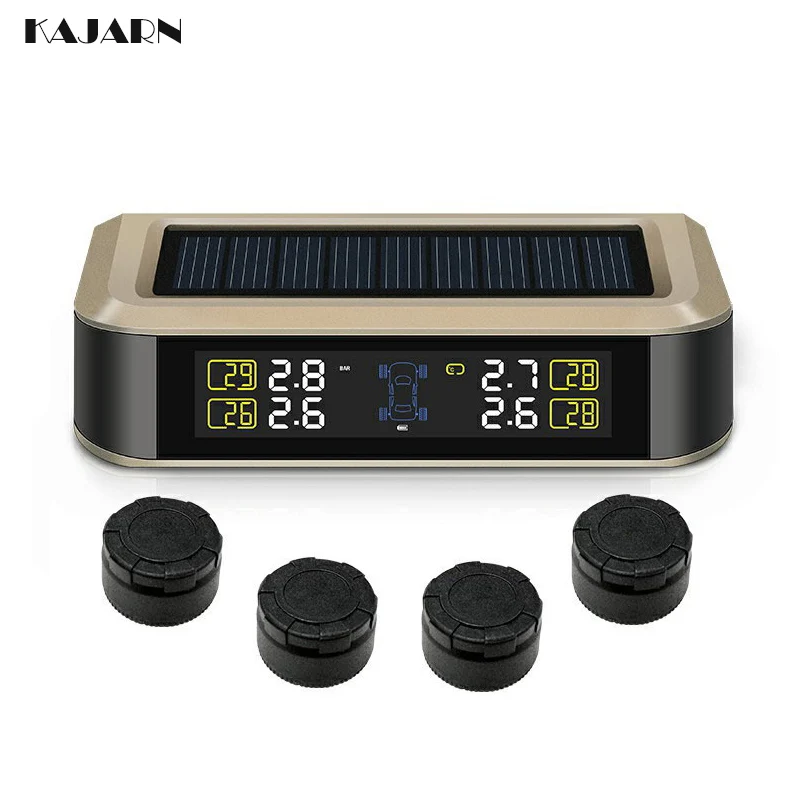 

TPMS tire pressure sensor LCD Display 4 Sensors Car Alarm System TPMS Solar Diagnostic Tool Tire Pressure Monitoring System
