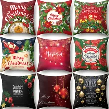 

2021 Hot Sale Christmas Festival Printed Pillow Cover Garland Bell Pillow Square Linen Red Cushion Covers High Quality Wholesale