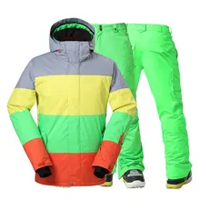 Зимняя мужская спортивная одежда, уличная спортивная одежда для сноуборда, ветровка, лыжная куртка+ зимние штаны