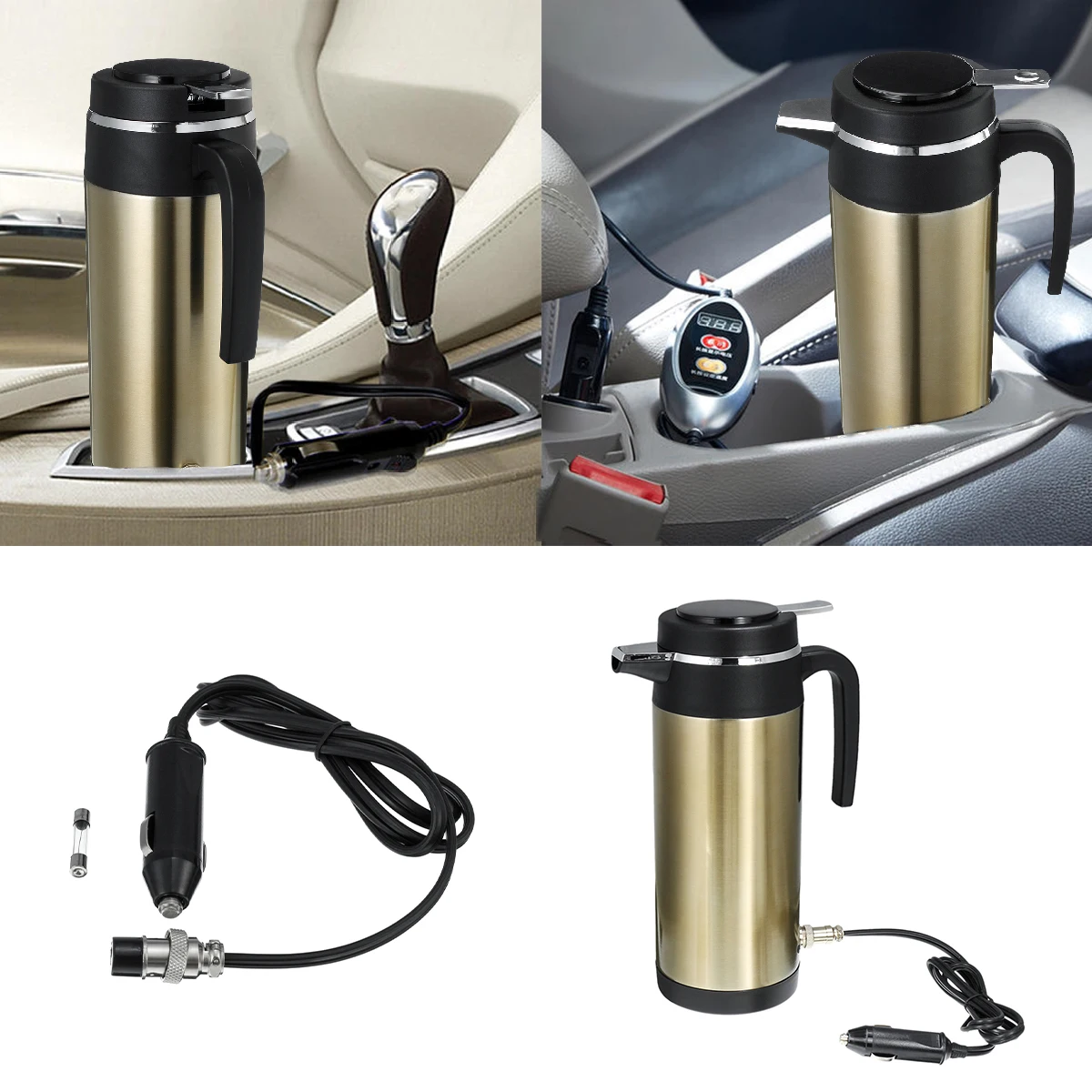 Koop 1200ml 12V Auto Vrachtwagen Elektrische Verwarming Cup Thermostatische Waterkoker Rvs Auto Reizen Koffie Thee Kokend Mok Vacuüm kolf