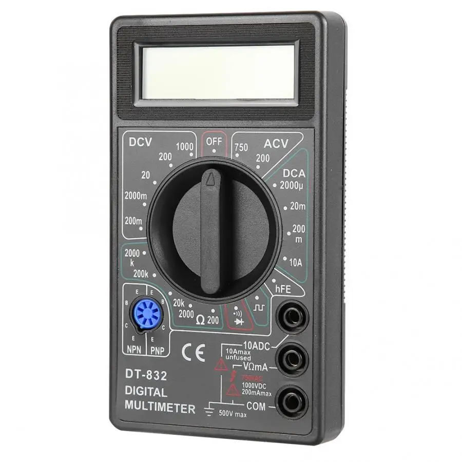 Мультиметр DT-832 ручной карманный цифровой мультиметр AC/DC напряжение Мегаомметр с зуммером Амперметр тестер напряжения