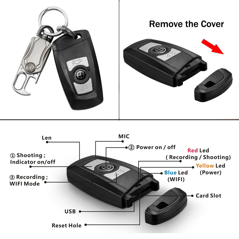 Мини Автомобильный ключ камера 4K UHD брелок wifi камера сенсор Видеокамера движения DVR микро камера Спорт DV монитор безопасности Видео ip камера