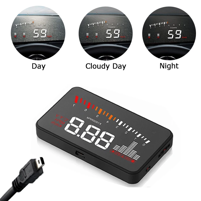 Автомобильный HUD OBD дисплей на голову, система Предупреждение о превышении скорости, проектор, лобовое стекло, авто электронная сигнализация напряжения для автомобиля, аксессуары