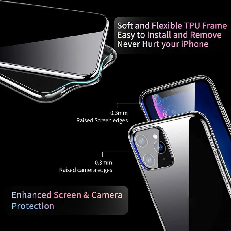 1 шт. модный прозрачный чехол для IPhone 11/11 Pro/11Pro Max Прозрачный чехол для телефона Rotection задняя крышка