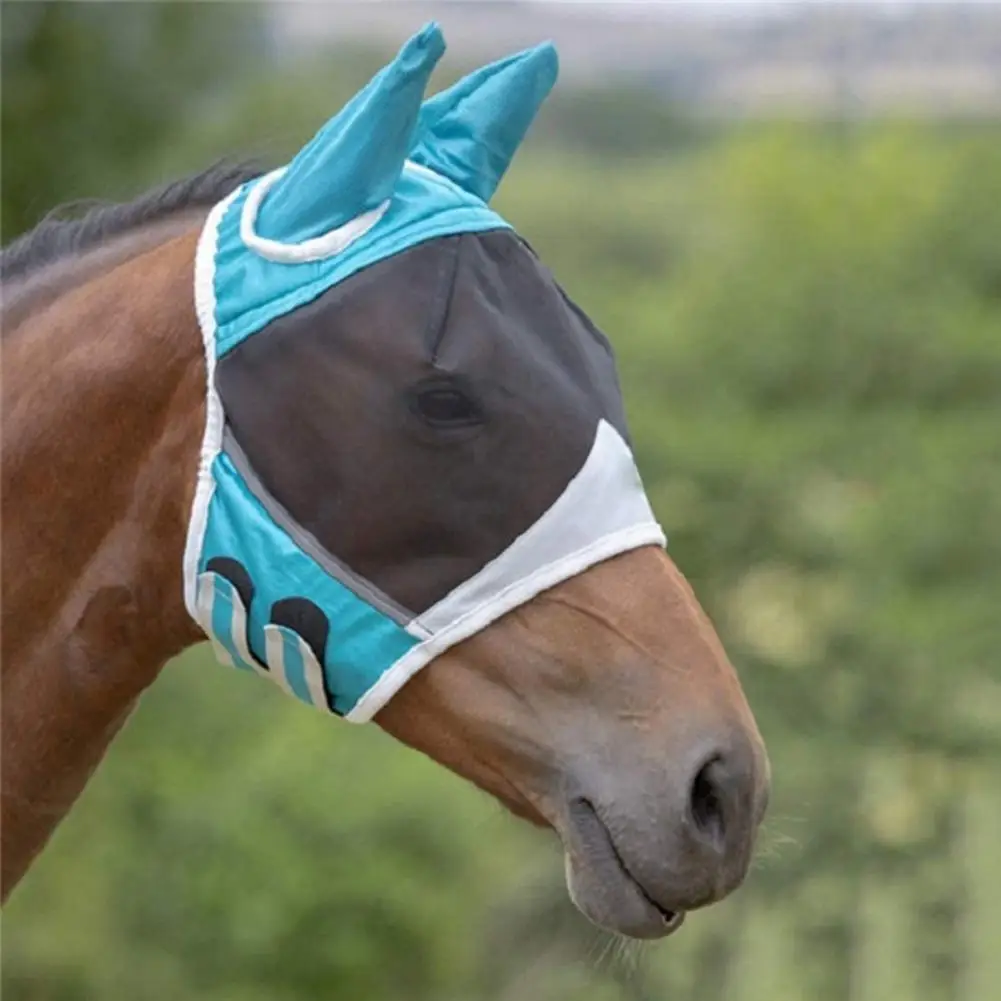 Soft  Practical Anti-mosquito Lycra Animal Face Cover Elastic Horse Fly Cover Comfortable Animal Supplies Horse Wear Decoration horse fly masks breathable anti mosquito elastic horse face cover decor face shields with ears care horse faces fine mesh