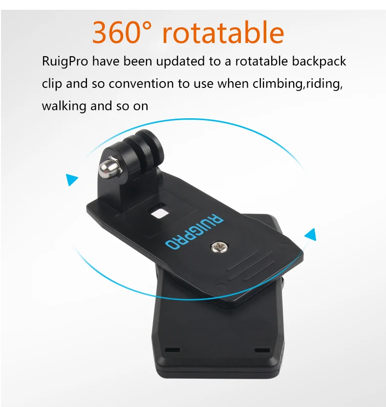Зажим для экшн-камеры для GoPro Hero 8, 7, 6, 5, 4, крепление на 360 градусов, вращающийся зажим, крепление для рюкзака для Session 3+ 3 SJCAM SJ4000 Garmin
