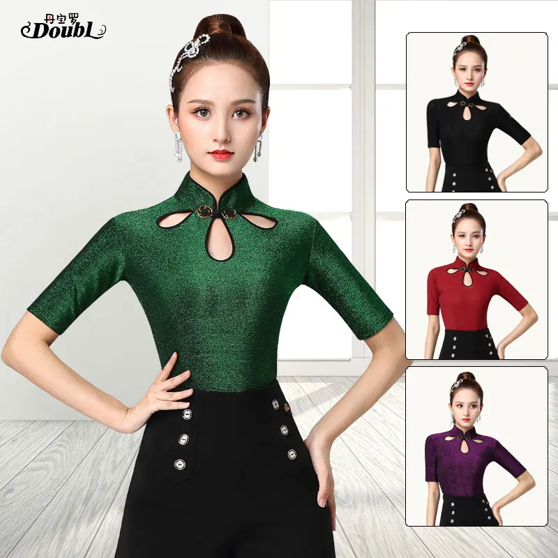 Двойной современный национальный стандарт Топ женский короткий рукав