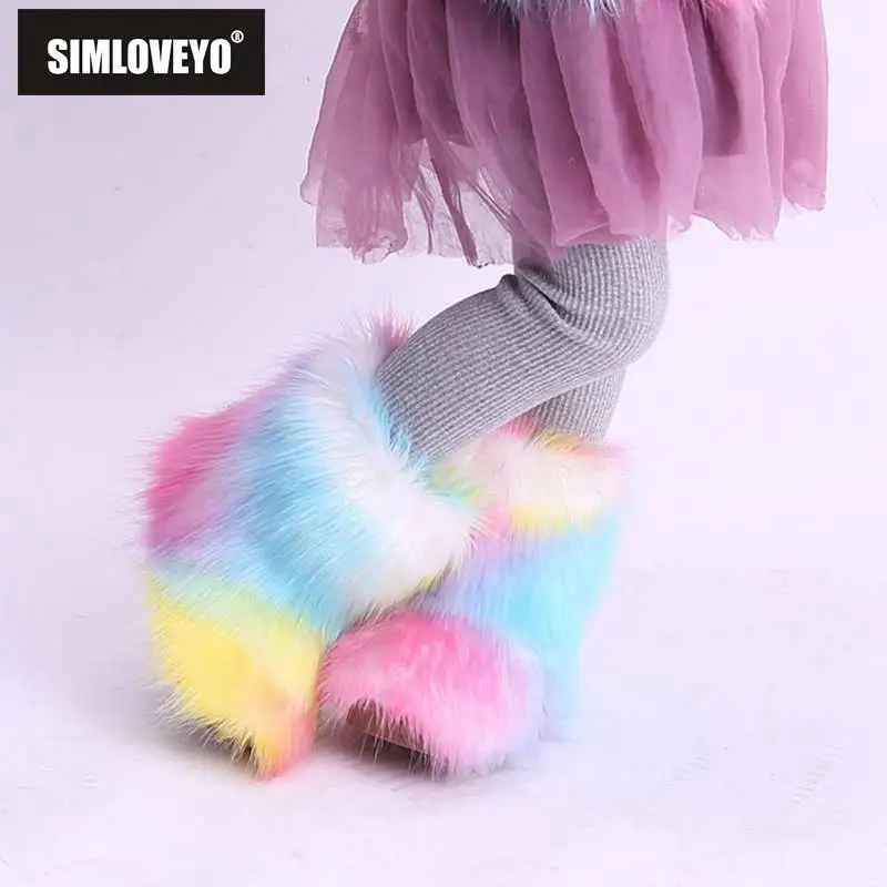 SIMLOVEYO/зимние ботинки детские зимние женские Роскошные теплые ботильоны с искусственным мехом г. Женская Белая обувь женские ботинки размера плюс 25-33