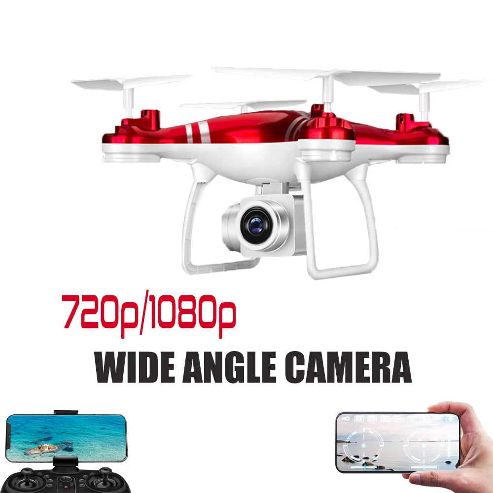 

RC Camera Drone With 720P/1080P Quadcopter HD Camera Dron Selfie Quadcopter Headless Helicopeter One Key Return Drones Toy Gift