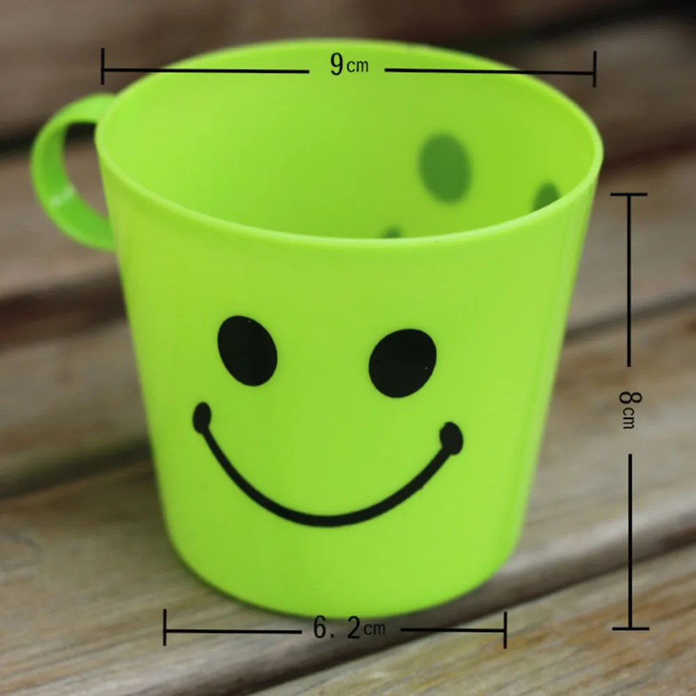 

6 x Children's Smiley Face Plastic Cups Mugs Beakers Set With Handle Kids Funnk