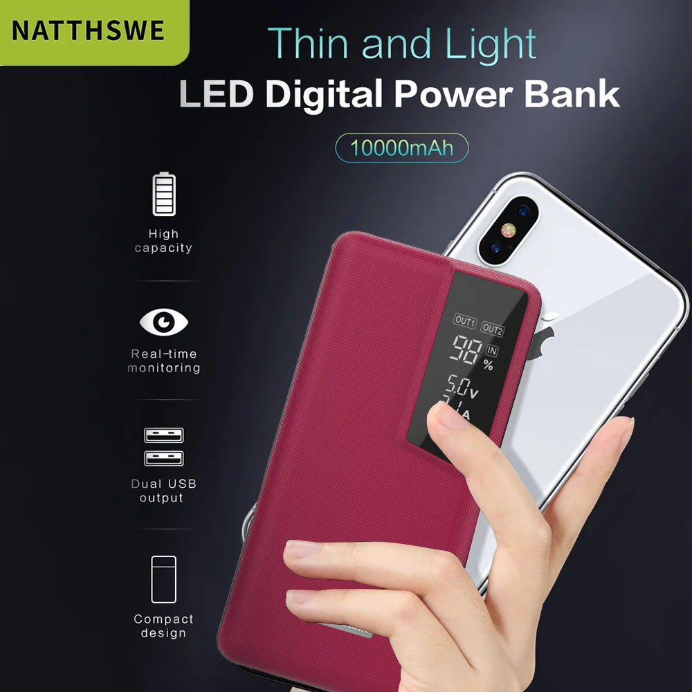NATTHSWE 16000mAh зарядное устройство Внешний аккумулятор для iPhone11 X samsung huawei