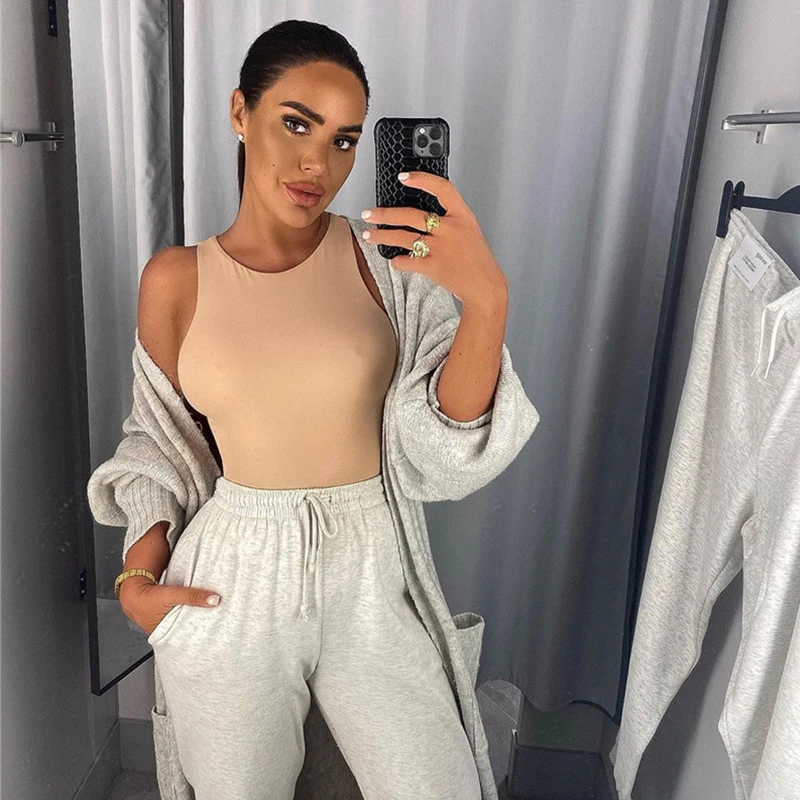 Body Sexy sin mangas con cuello redondo para mujer, Tops con hombros descubiertos, ropa de calle, Monos Blancos, ropa de talla catsuit