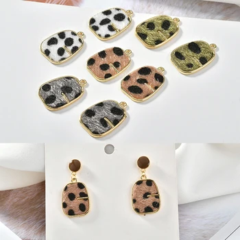

30pcs/lot color Leopard fabric print core geometry irregular geometry shape alloy floating locket charms diy jewelry making