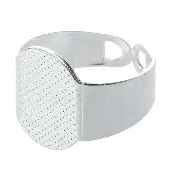 

10 PCS 15 mm Silver Crafting Oval Adjustable Ring Holder