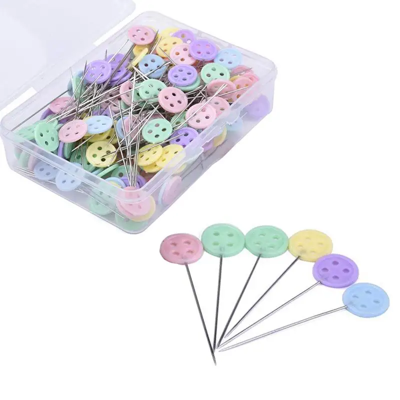 200 Pieces Flat Button Head Pins Boxed for Sewing DIY Projects (Assorted Colors) | Дом и сад