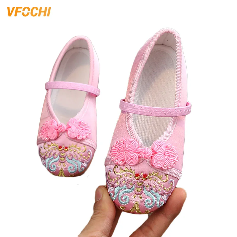 

VFOCHI New Girls Shoes Chinese Style Embroidery Flated Girls Dancing Shoes Children Princesss Shoes for Kids Girls Casual Shoes