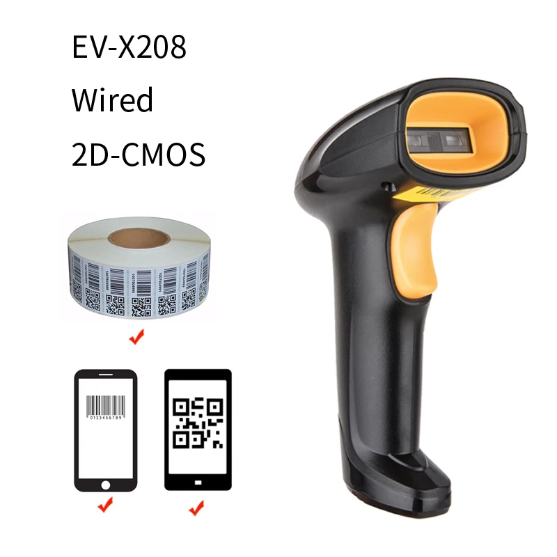 EVAWGIB 1D&2D Supermarket Handhel Barcode 2.4G Wireless&Wired Bluetooth Bar Code Scanner QR Reader PDF417 USB Interface platform