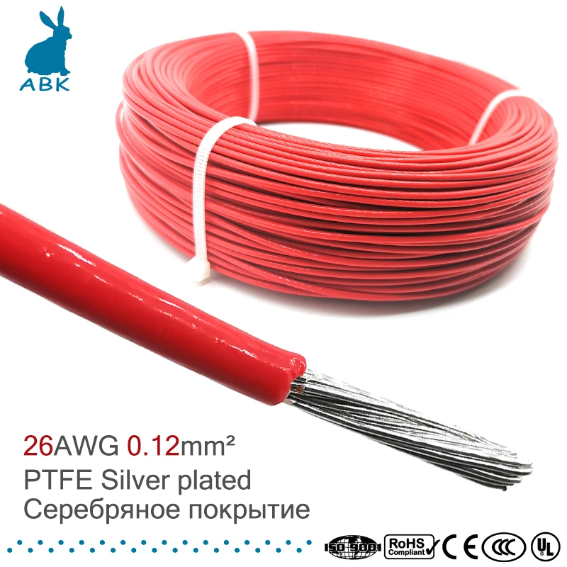 26AWG 0 12 квадратный миллиметровый провод огнестойкий PTFE Луженый посеребренный