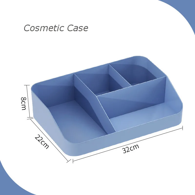 Пластиковый косметический ящик, органайзер для макияжа, коробка для хранения косметики, контейнер для ногтей, шкатулка, держатель, настольный чехол для хранения, Органайзер - Цвет: 01 Blue