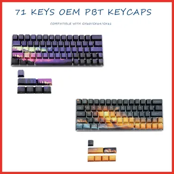 

PBT Keycap Set 87 Keys OEM Profile Keycaps Gamer Gaming Mechanical Keyboard 5 Sides Dye-Sublimation key caps For GH60/GK64/GK6