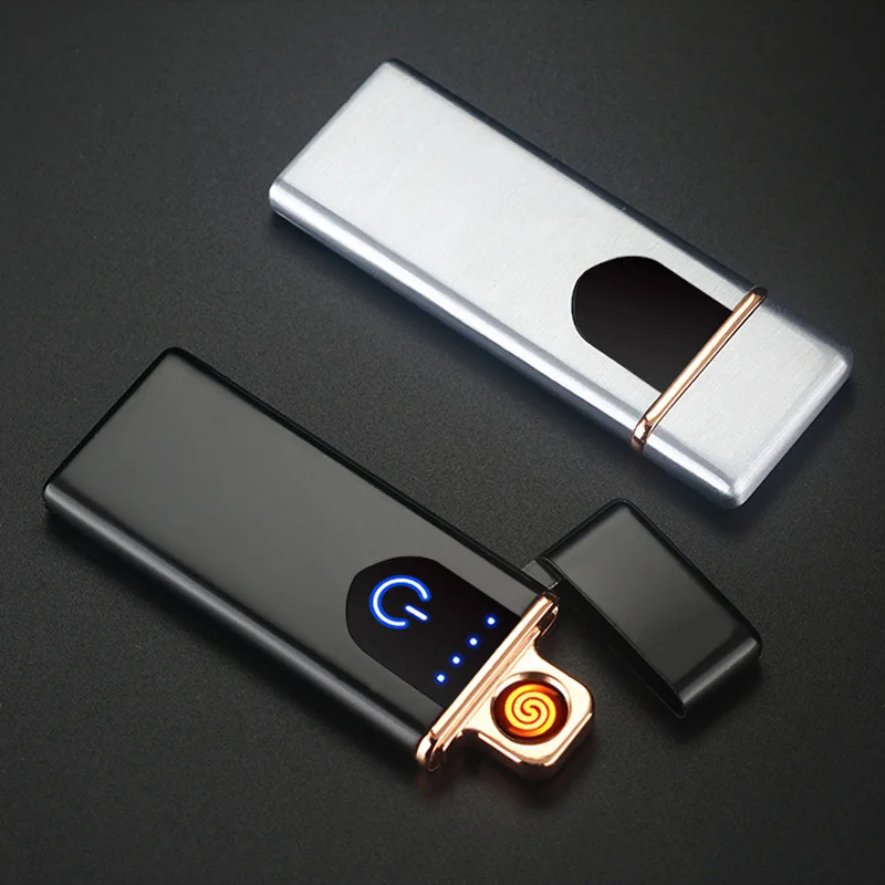 

Fashion Dual Arc Plasma Cigarette Lighter Usb Rechargeable Touch Induction Screen Windproof Flameless Electronic Charger Lighter