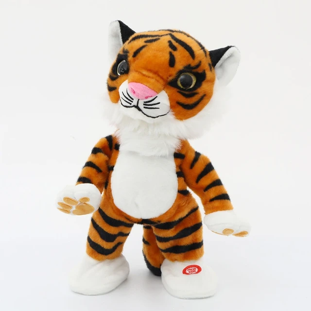 Dancing Electric Cute Tiger Mascot Animals Stuffed Plush Toys For Baby Girls Boys Birthday Festival Gifts Brown/White 5