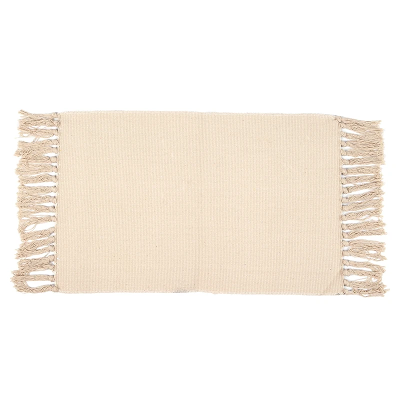 Retro Bohemian Hand Woven Cotton Carpet Tassel Bedside Rug Geometric Floor Mat Living Room Bedroom Home Decoration