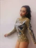 Sparkly Gold Rhinestones Mirrors Shining Bodysuit Women Birthday Celebrity Prom Party Outfit Singer Stage Rompers Dance Costume ► Photo 3/6