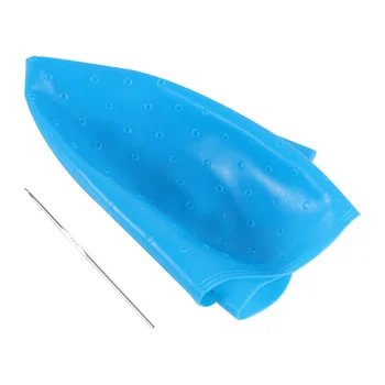 

Blue Silicone Hair Highlights Cap with Needle Hair Coloring Cap Hair Dyeing Tools for Barber Shop Salon