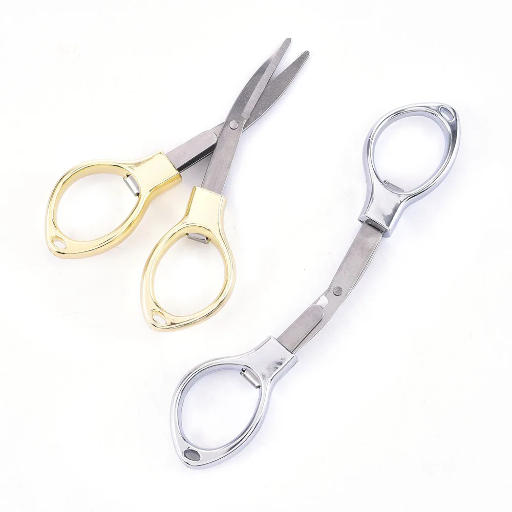 1Pcs Multifunction Stainless Steel Plastic Handle Foldable Scissors Portable Stationery Office DIY Tool Fishing Line Scissors 2