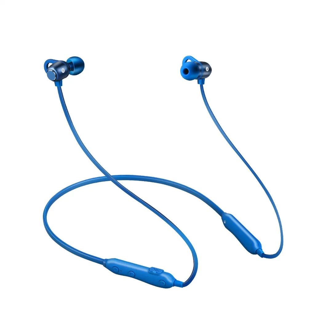 100mAH Blue Шейные Bluetooth наушники стерео гарнитура беспроводные Bluetooth наушники спортивные наушники с микрофоном для универсальных всех мобильных телефонов - Цвет: 100mAH Blue