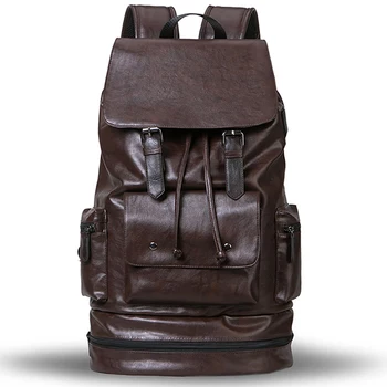 Zaino da uomo nuovo stile preppy Zaino ad alta capacità Zaino da viaggio casual in pelle PU moda Borsa posteriore in pelle PU