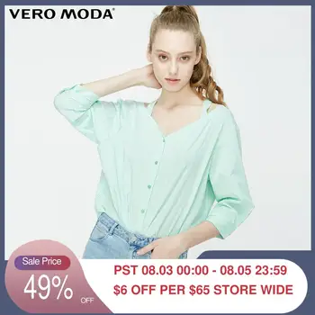 

Vero Moda Women's V-neckline Lace-up Striped Shirt | 319231515