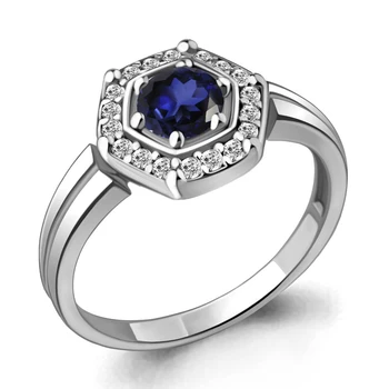 

Ring AQUAMARINE with nanosapfirom, cubic zirconia, silver 925