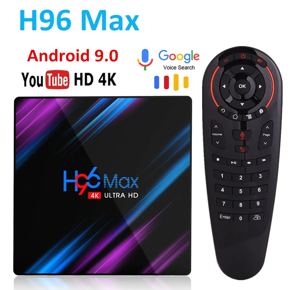 H96 MAX Smart tv Box Android 9,0 4 Гб ОЗУ 32 ГБ/64 Гб ПЗУ Rockchip RK3318 4K USB3.0 H.265 Google голосовой помощник IP tv медиаплеер